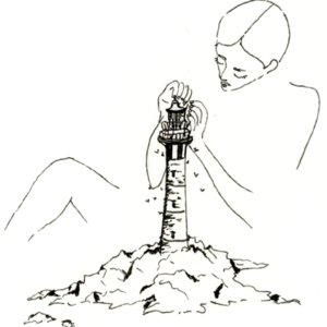Femme géante et phare