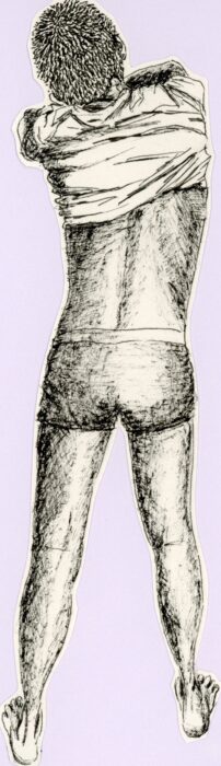 dessin homme de dos qui retire son haut